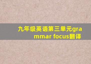 九年级英语第三单元grammar focus翻译